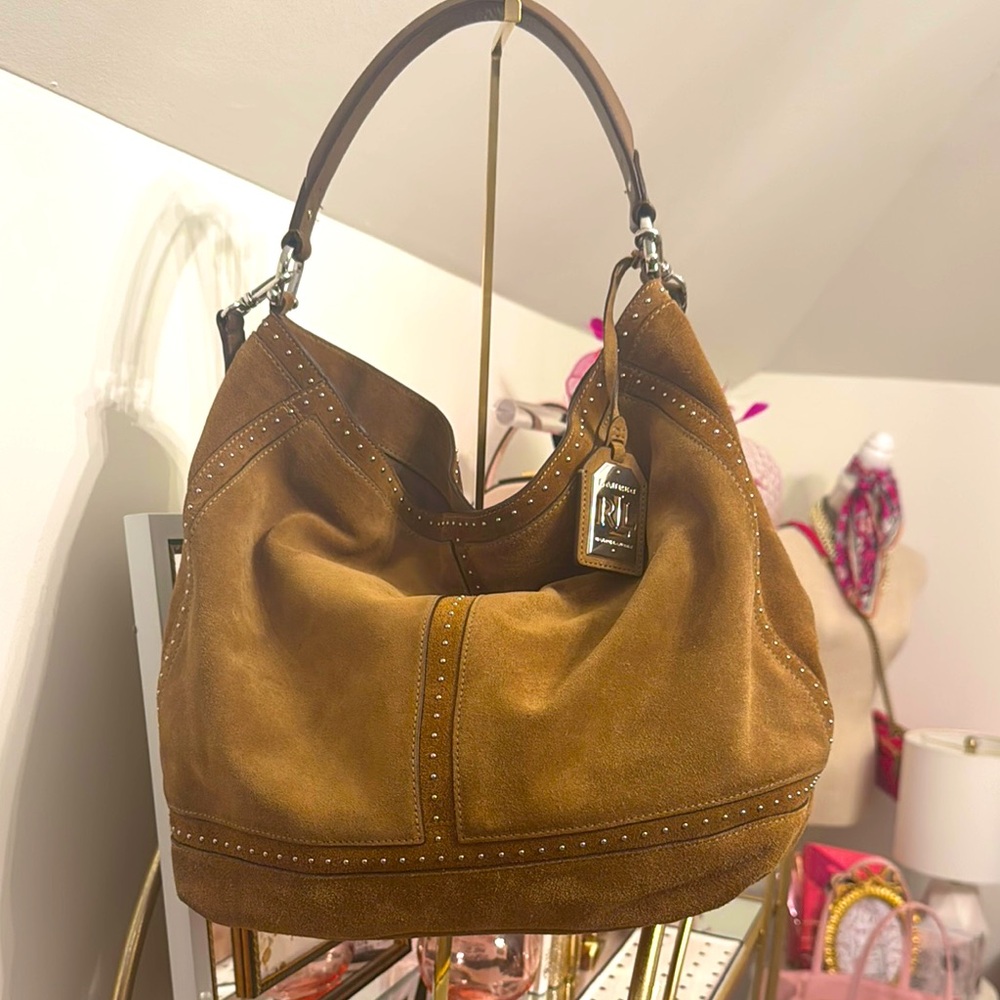 Lauren Ralph Lauren Brown Suede Hobo Bag